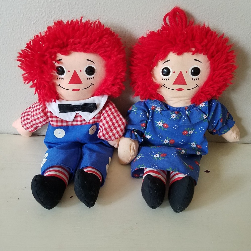 Raggedy Ann Johnny Gruelle Hasbro Softies and Andy Playskool 12" Vintage Dolls